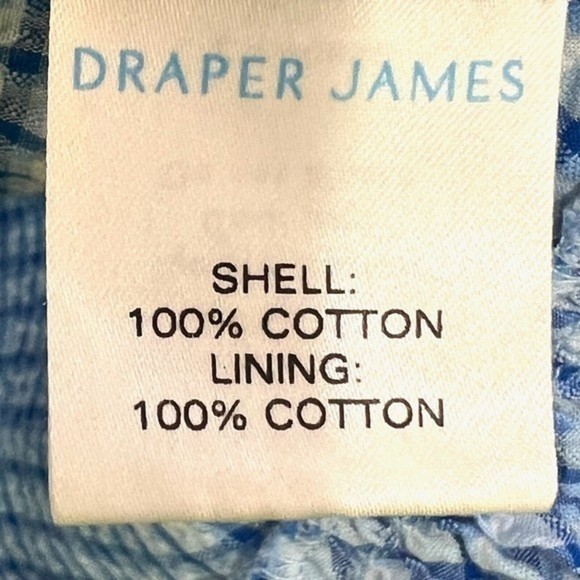 Draper James Blue Gingham Seersucker Sleeveless Faux Wrap Ruffle Dress Size 6 8 - Picture 6 of 10